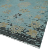 Antique Blue And Charcoal Hand knotted Traditional Oushak Wool Area Rug