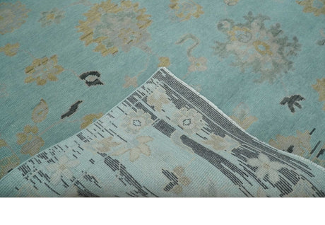 Antique Blue And Charcoal Hand knotted Traditional Oushak Wool Area Rug