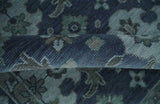 Antique Blue and Silver Hand Knotted Traditional Vintage Wool Rug