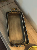 Antique Brass Filigree Serving Tray Set-Serving Tray-Parc Decor
