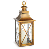 Antique Brass Lantern with Crossbar Glass and Hanging Ring-Lantern-Parc Decor