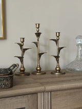 Antique Brass Leaf Candle Holders Set-Candle Holder-Parc Decor