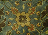 Antique Brown and Blue 8x10 Hand Knotted Medallion Wool Area Rug