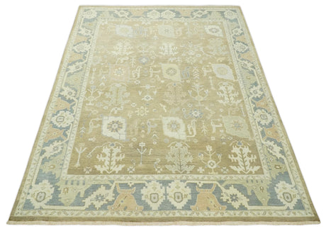 Antique Brown, Gray and Beige 8x10, 6x9 and 4x6 Hand Knotted Traditional Persian Oushak Wool Rug | AC2
