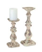 Antique Candle Holders in Weathered Stone (Set of 2)-Lighting-Parc Decor