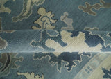 Antique Charcoal and Beige Hand Knotted Traditional Oushak Wool Area Rug