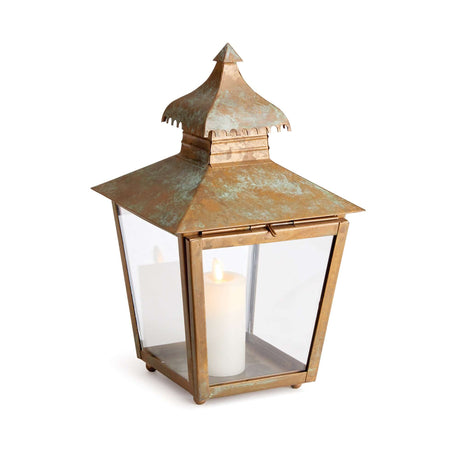 Antique Copper Pagoda Lantern with Weathered Patina-Lantern-Parc Decor