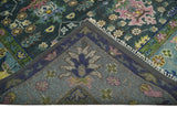 Antique Design Hand Knotted Charcoal, Green Moss and Blue Oushak Custom Made Rug