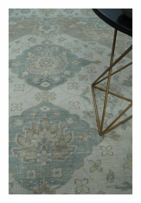 Antique Design Medallion Earthy Ivory and Camel 8x10 wool Area Rug-Area Rug-Parc Decor