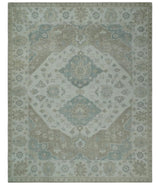 Antique Design Medallion Earthy Ivory and Camel 8x10 wool Area Rug