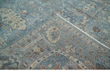 Antique Distressed finished Blue, Beige and Brown Hand Knotted Oxidized 8x10 wool Area Rug