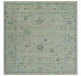 Antique Distressed look Beige and Charcoal Low Pile Multi Size Oushak wool Area Rug