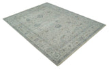 Antique Distressed look Beige and Charcoal Low Pile Multi Size Oushak wool Area Rug