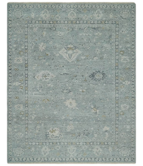 Antique Distressed Look Gray and Silver Low Pile Multi Size Oushak wool Area Rug