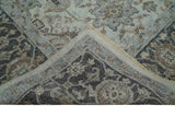 Antique Distressed style Ivory, Charcoal and Beige Low Pile 8x10 wool Area Rug
