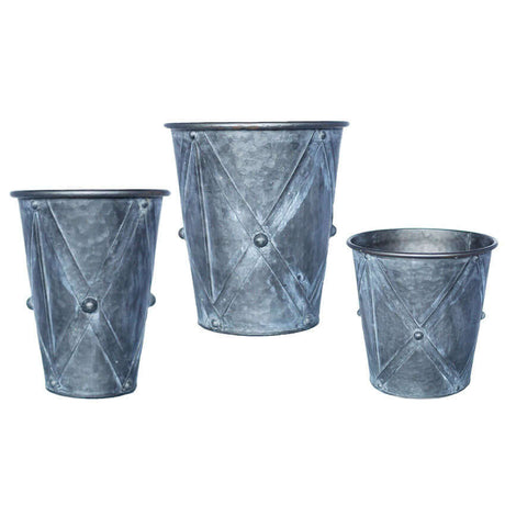 Antique Farmhouse Galvanized Metal Planters (Set of 3)-Planter-Parc Decor