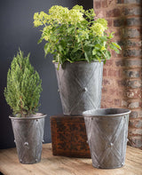 Antique Farmhouse Galvanized Metal Planters (Set of 3)-Planter-Parc Decor