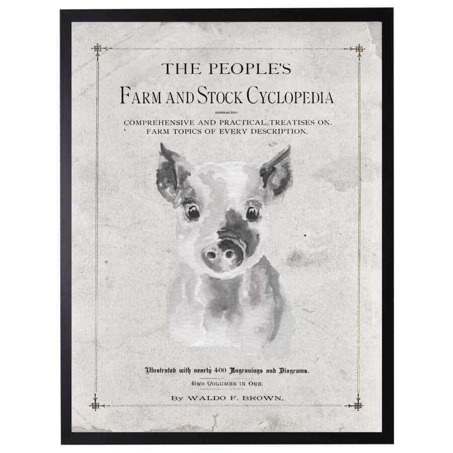 Antique Farmhouse Pig Artwork inspired by "The People's Farm And Stock Cyclopedia"-Art-Parc Decor