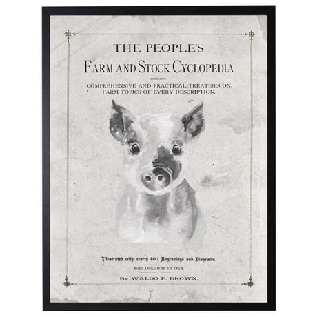 Antique Farmhouse Pig Artwork inspired by "The People's Farm And Stock Cyclopedia"-Art-Parc Decor