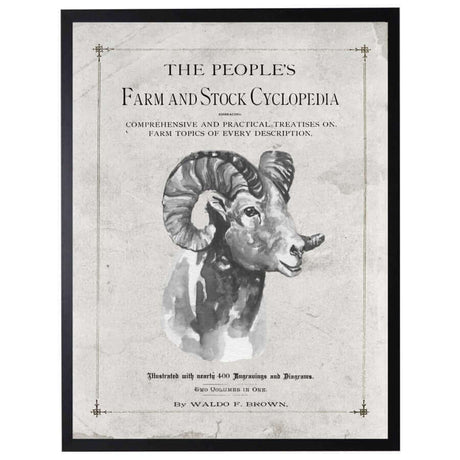 Antique Farmhouse Ram Artwork inspired by "The People's Farm And Stock Cyclopedia"-Art-Parc Decor