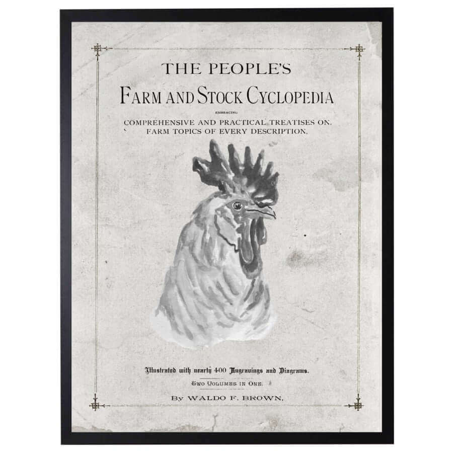 Antique Farmhouse Rooster Artwork inspired by "The People's Farm And Stock Cyclopedia"-Art-Parc Decor