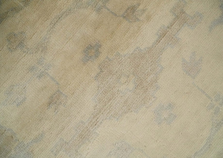 Antique Finish Hand Knotted 8x10 Beige and Brown Traditional Oushak Area Rug