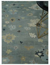 Antique Finish Multi Size Hand Knotted Oushak Silver and Beige Traditional Area Rug