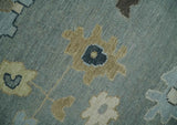 Antique Finish Multi Size Hand Knotted Oushak Silver and Beige Traditional Area Rug