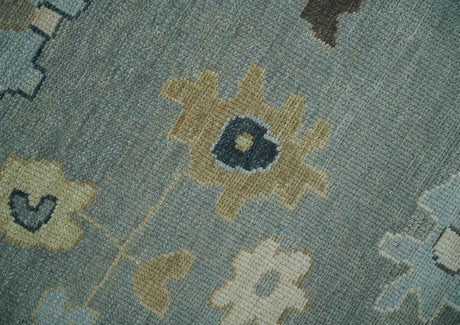 Antique Finish Multi Size Hand Knotted Oushak Silver and Beige Traditional Area Rug