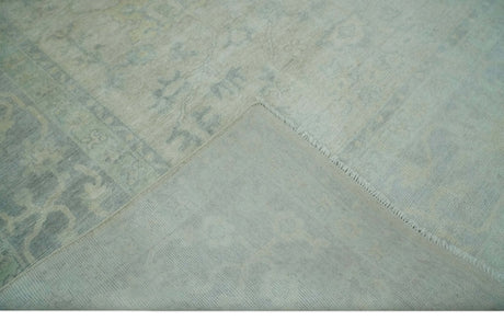 Antique Finish Silver, Gray and Charcoal Hand Knotted Oriental Oushak 8x10 wool Area Rug