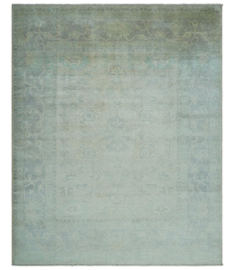Antique Finish Silver, Gray and Charcoal Hand Knotted Oriental Oushak 8x10 wool Area Rug