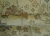 Antique Floral Beige, Olive and Rust Hand knotted Oriental Oushak 8x10 wool Area rug