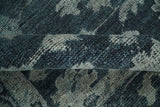 Antique Floral Distressed finished Hand Knotted Dark Teal and Beige Custom Made wool Area Rug