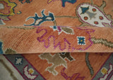 Antique Floral Peach and Ivory Hand knotted Traditional Oushak 8x10 wool Area Rug
