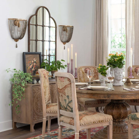 Antique Gold Crystal Wall Sconce with Vintage Chain Shade-Parc Decor