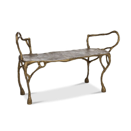 Antique Gold Organic Branch Bench-Bench-Parc Decor