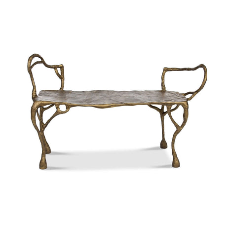 Antique Gold Organic Branch Bench-Bench-Parc Decor
