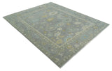 Antique Gray And Beige Hand Knotted Oushak Wool Area Rug