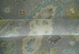 Antique Gray And Beige Hand Knotted Oushak Wool Area Rug