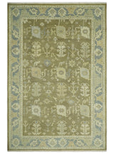 Antique Gray and Beige Hand Knotted Traditional Oushak Wool Rug