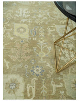 Antique Gray and Beige Hand Knotted Traditional Oushak Wool Rug