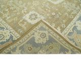 Antique Gray and Beige Hand Knotted Traditional Oushak Wool Rug