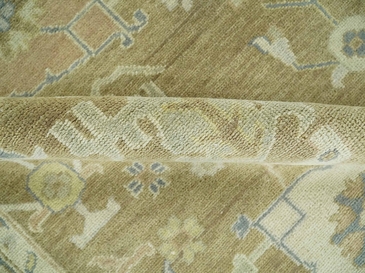 Antique Gray and Beige Hand Knotted Traditional Oushak Wool Rug