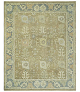 Antique Gray and Beige Hand Knotted Traditional Oushak Wool Rug
