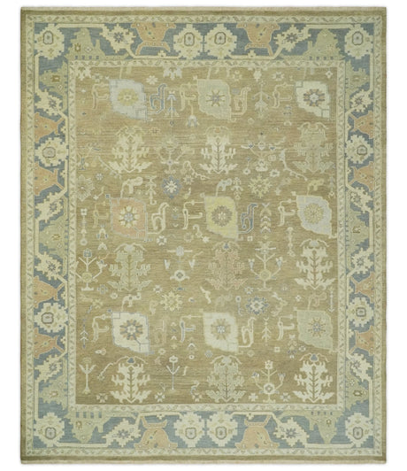 Antique Gray and Beige Hand Knotted Traditional Oushak Wool Rug