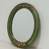 Antique Green Oval Wall Mirror with Ornate Gold Detailing-Mirror-Parc Decor