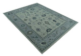 Antique Hand Knotted Beige and Silver Traditional Oushak wool Area Rug