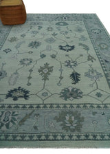 Antique Hand Knotted Beige and Silver Traditional Oushak wool Area Rug