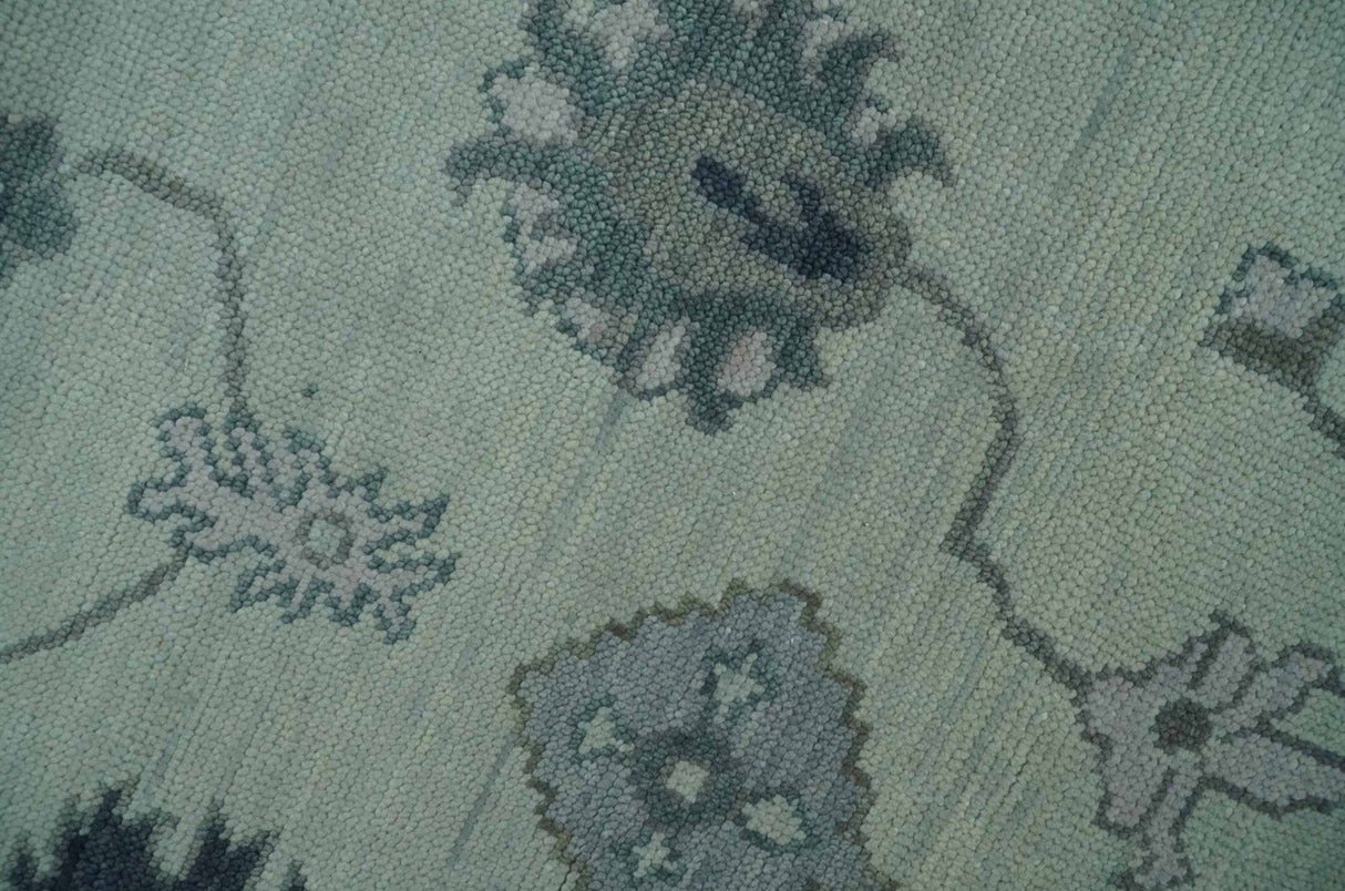 Antique Hand Knotted Beige and Silver Traditional Oushak wool Area Rug