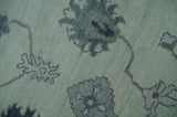 Antique Hand Knotted Beige and Silver Traditional Oushak wool Area Rug